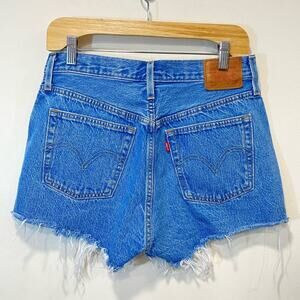 Premium Denim Levi's Festival Cut Out Shorts Capital E, Raw Hem, Button Fly 28